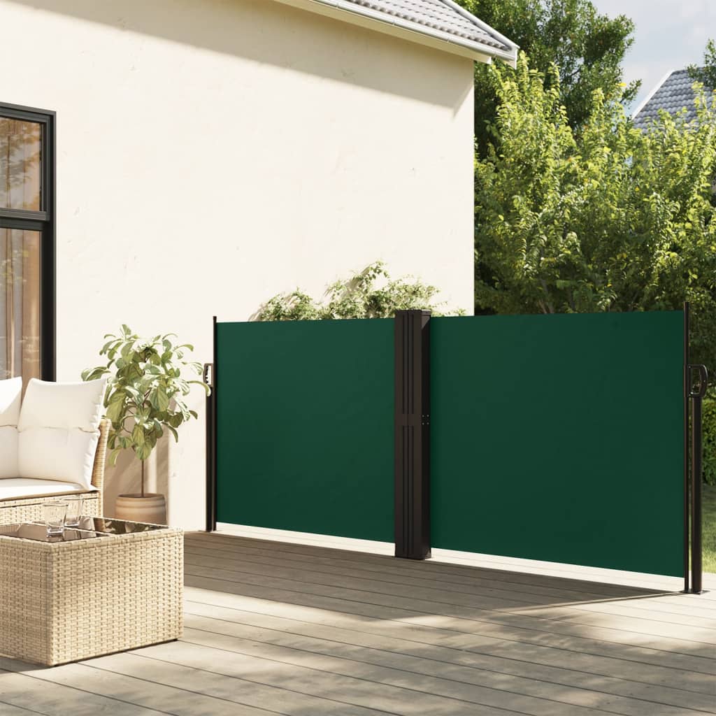 Dark green retractable side awning 140x600 cm