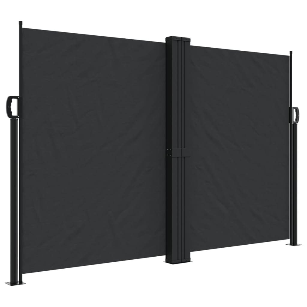 Black retractable side awning 160x600 cm