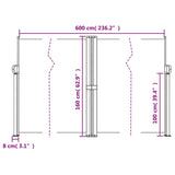 Black retractable side awning 160x600 cm