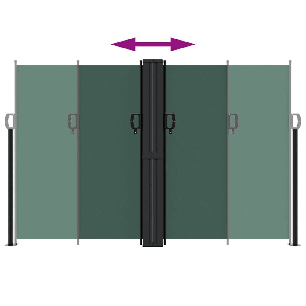 Dark green retractable side awning 160x600 cm