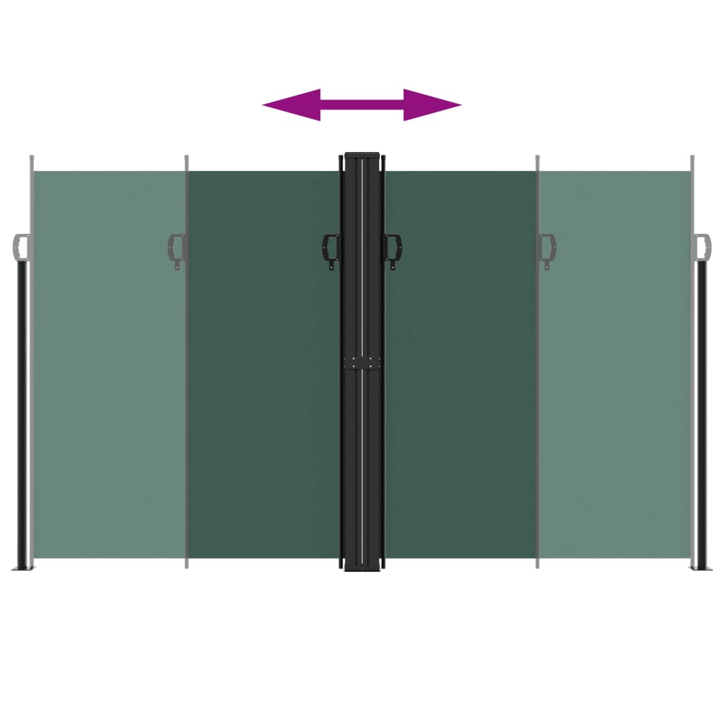 Dark green retractable side awning 200x600 cm