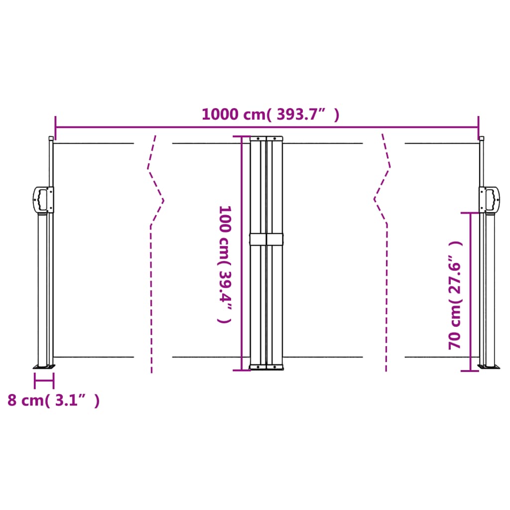 Auvent latéral rétractable vert foncé 100x1000 cm