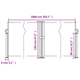 Red retractable side awning 120x1000 cm