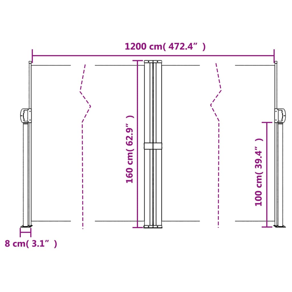 Auvent latéral rétractable anthracite 160x1200 cm