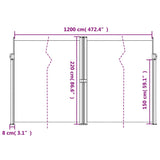 Auvent latéral rétractable Anthracite 220x1200 cm