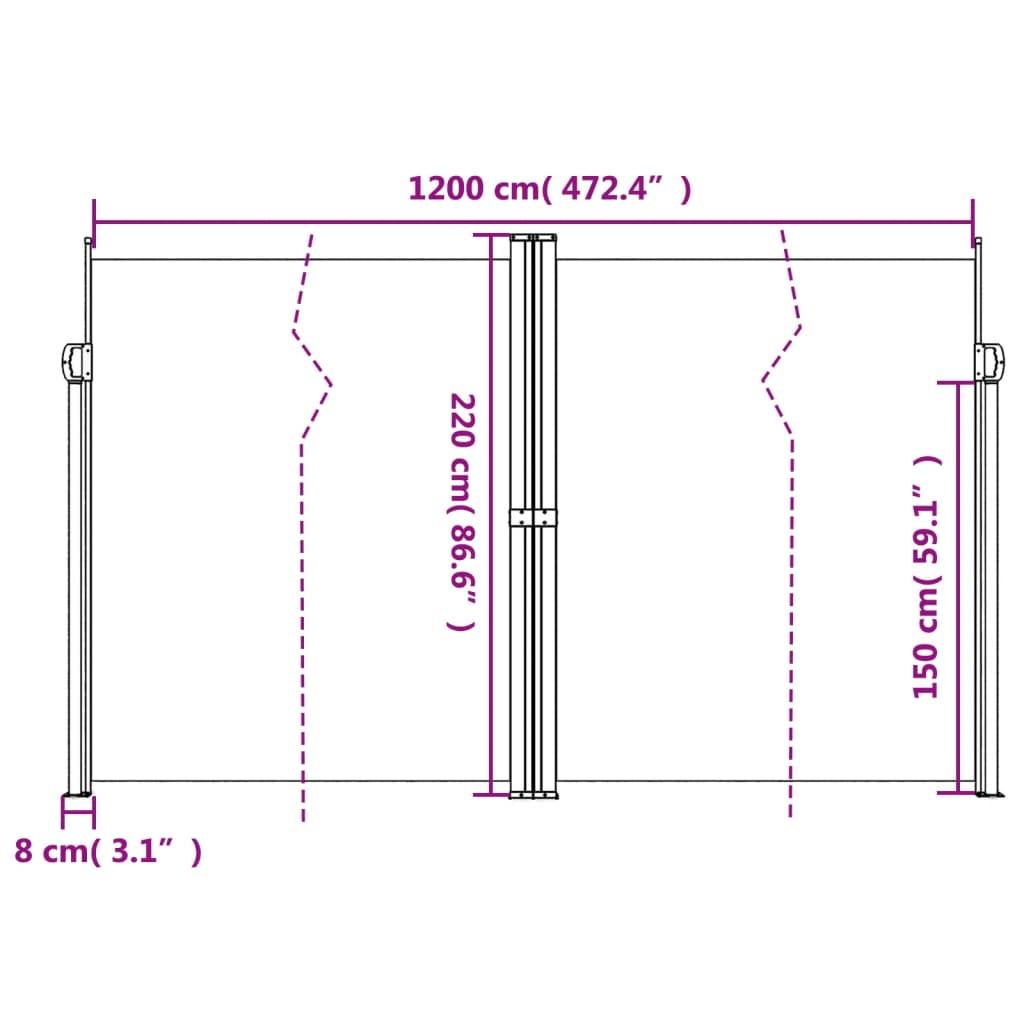 Auvent latéral rétractable Marron 220x1200 cm