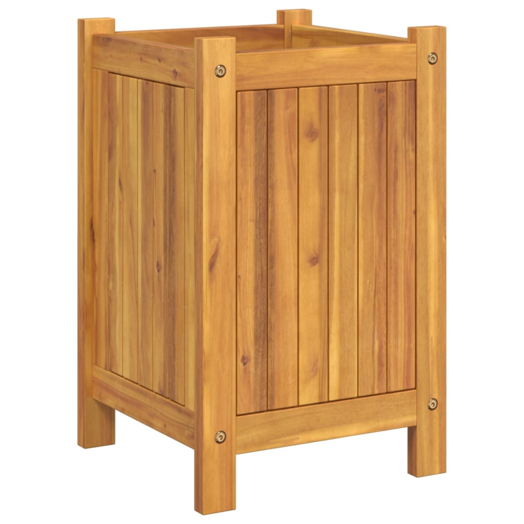 Jardinière avec doublure 31x31x50 cm bois massif d'acacia