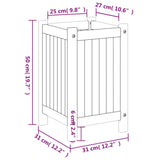 Jardinière avec doublure 31x31x50 cm bois massif d'acacia