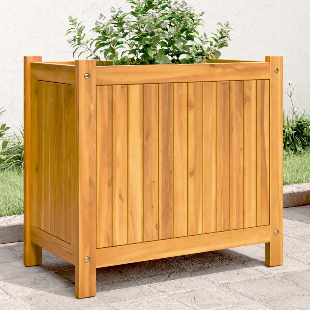 Jardinière avec doublure 54x31x50 cm bois massif d'acacia