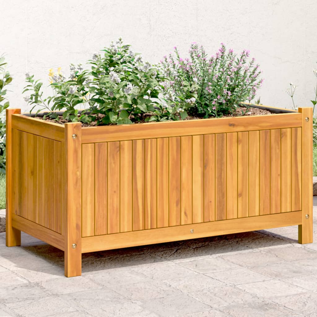 Jardinière avec doublure 80x42x40 cm bois massif d'acacia