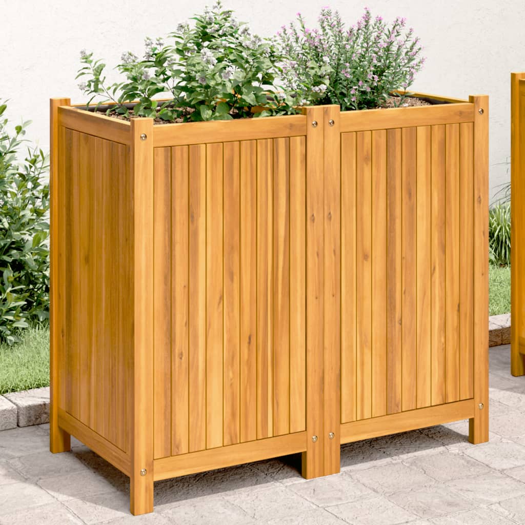 Jardinière avec doublure 84x42x75 cm bois massif d'acacia