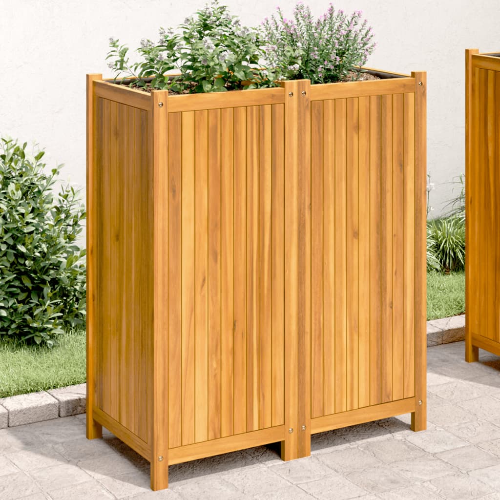 Jardinière avec doublure 84x42x100 cm bois massif d'acacia