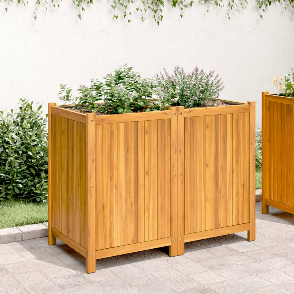 Jardinière avec doublure 100x50x75 cm bois massif d'acacia