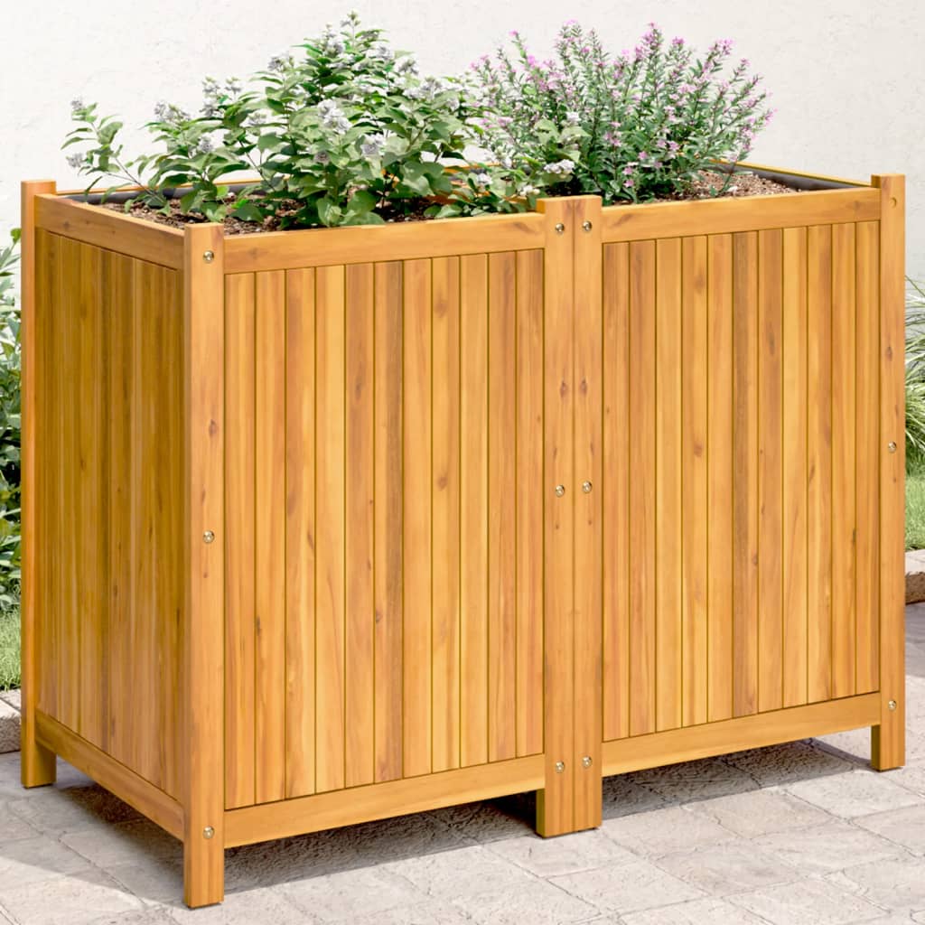 Jardinière avec doublure 100x50x75 cm bois massif d'acacia