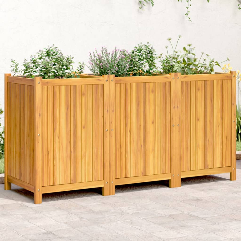 Jardinière avec doublure 150x50x75 cm bois massif d'acacia