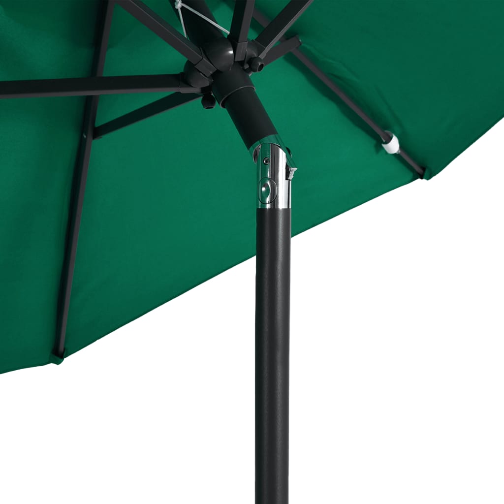 Parasol de jardin avec mât en acier vert 225x225x212 cm