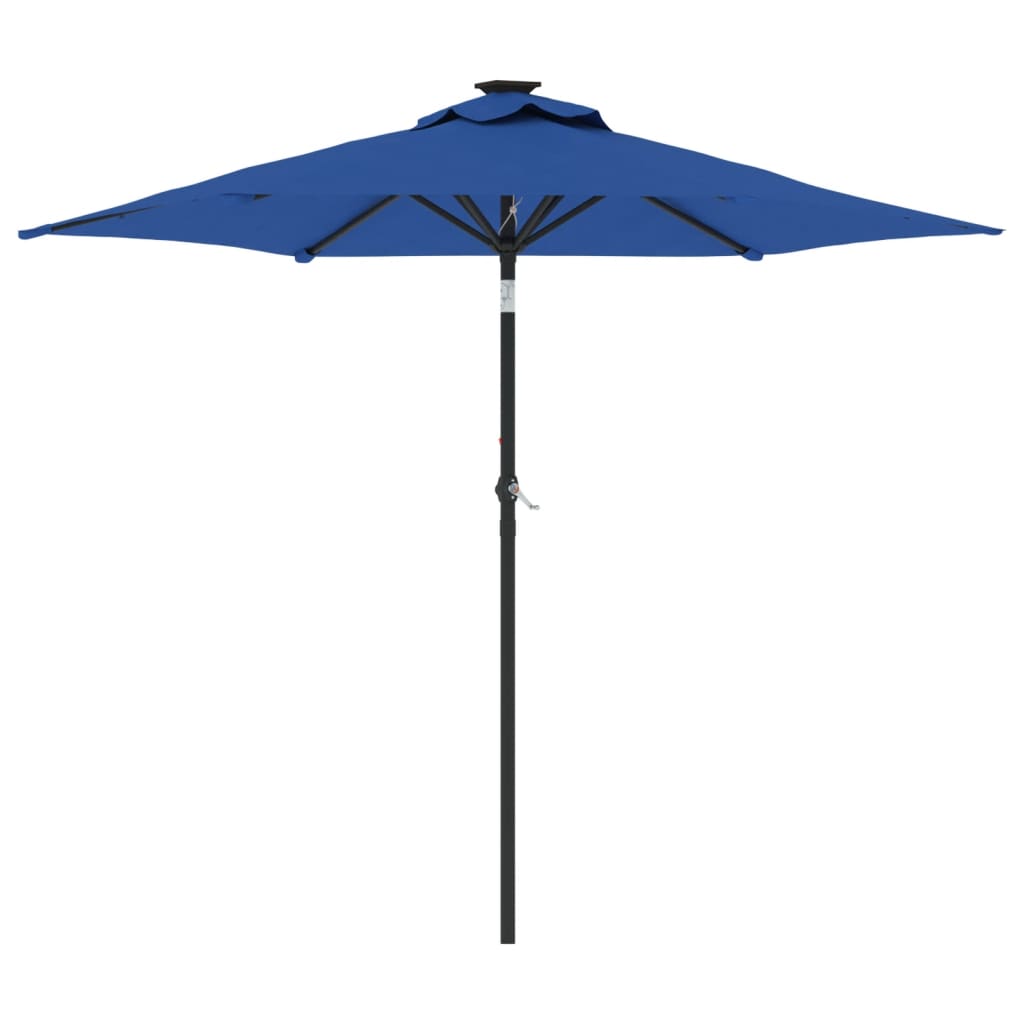 Parasol de jardin avec mât en acier bleu azuré 225x225x212 cm