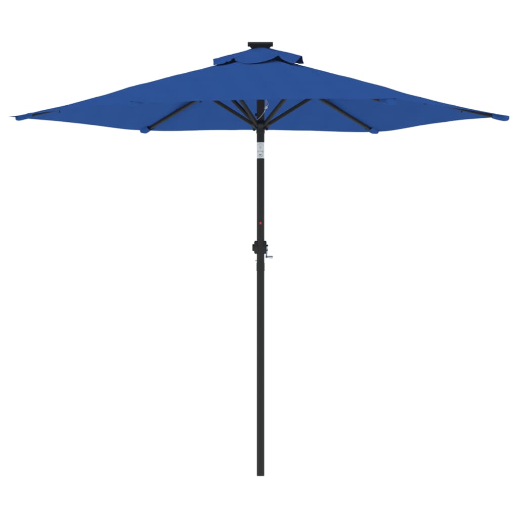 Parasol de jardin avec mât en acier bleu azuré 225x225x212 cm