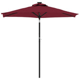 Parasol de jardin avec LED mât en acier bordeaux 225x225x212 cm