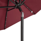 Parasol de jardin avec LED mât en acier bordeaux 225x225x212 cm