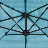 Parasol de jardin avec mât en acier bleu 246x246x230 cm