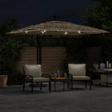 Parasol de jardin avec LED et mât en acier marron 269x269x235cm