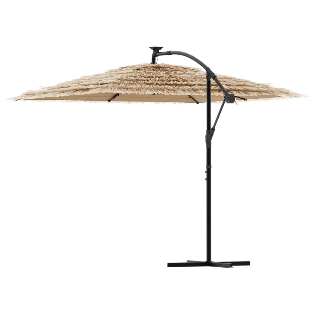 Parasol de jardin avec LED et mât en acier marron 269x269x235cm