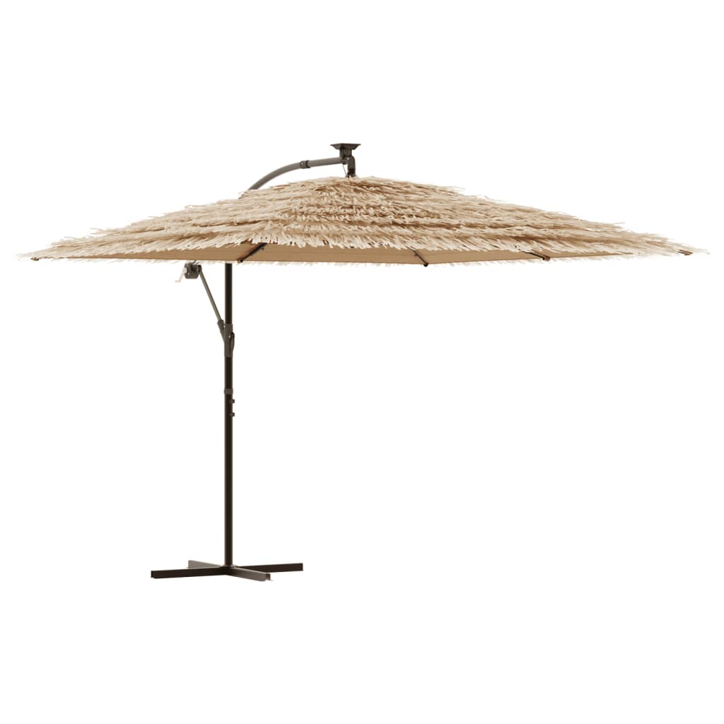 Parasol de jardin avec LED et mât en acier marron 290x290x238cm