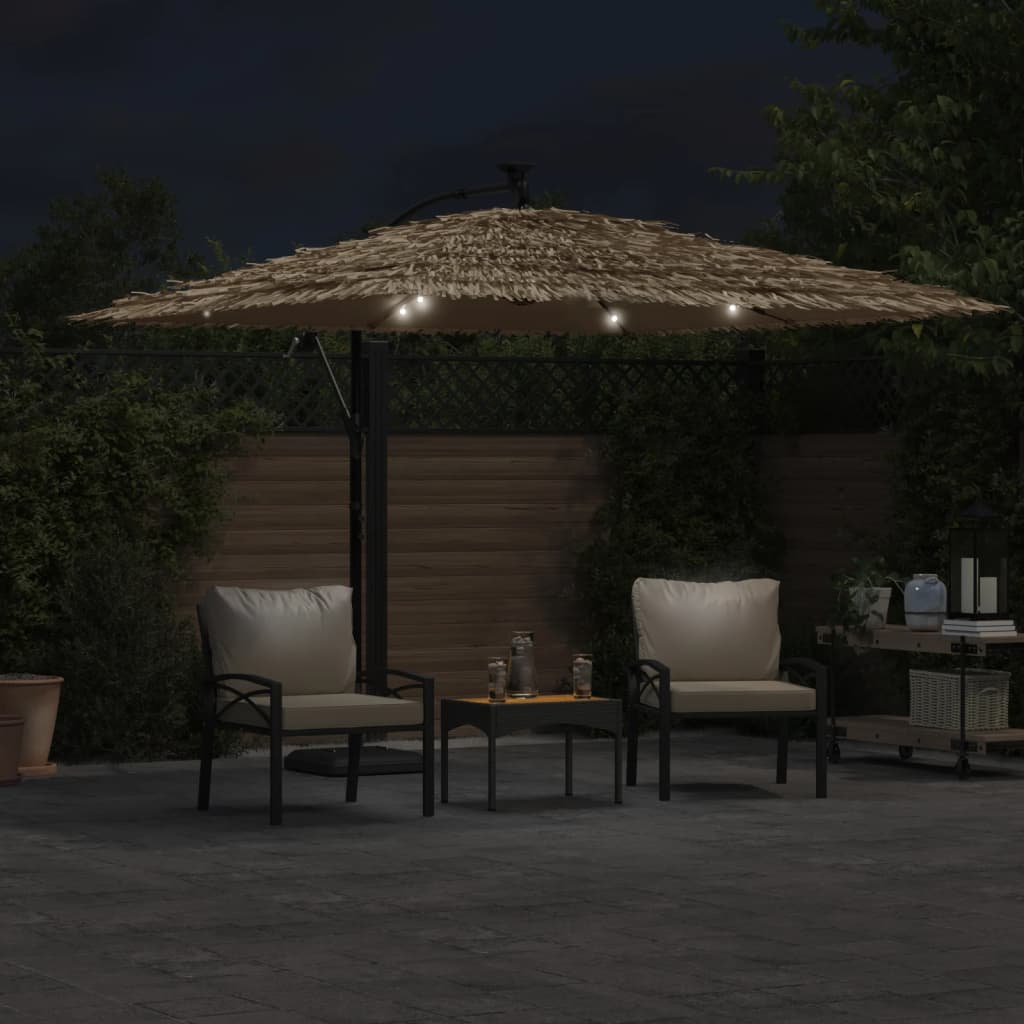 Parasol de jardin avec LED et mât en acier marron 290x290x238cm