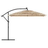 Parasol de jardin avec LED et mât en acier marron 290x290x238cm