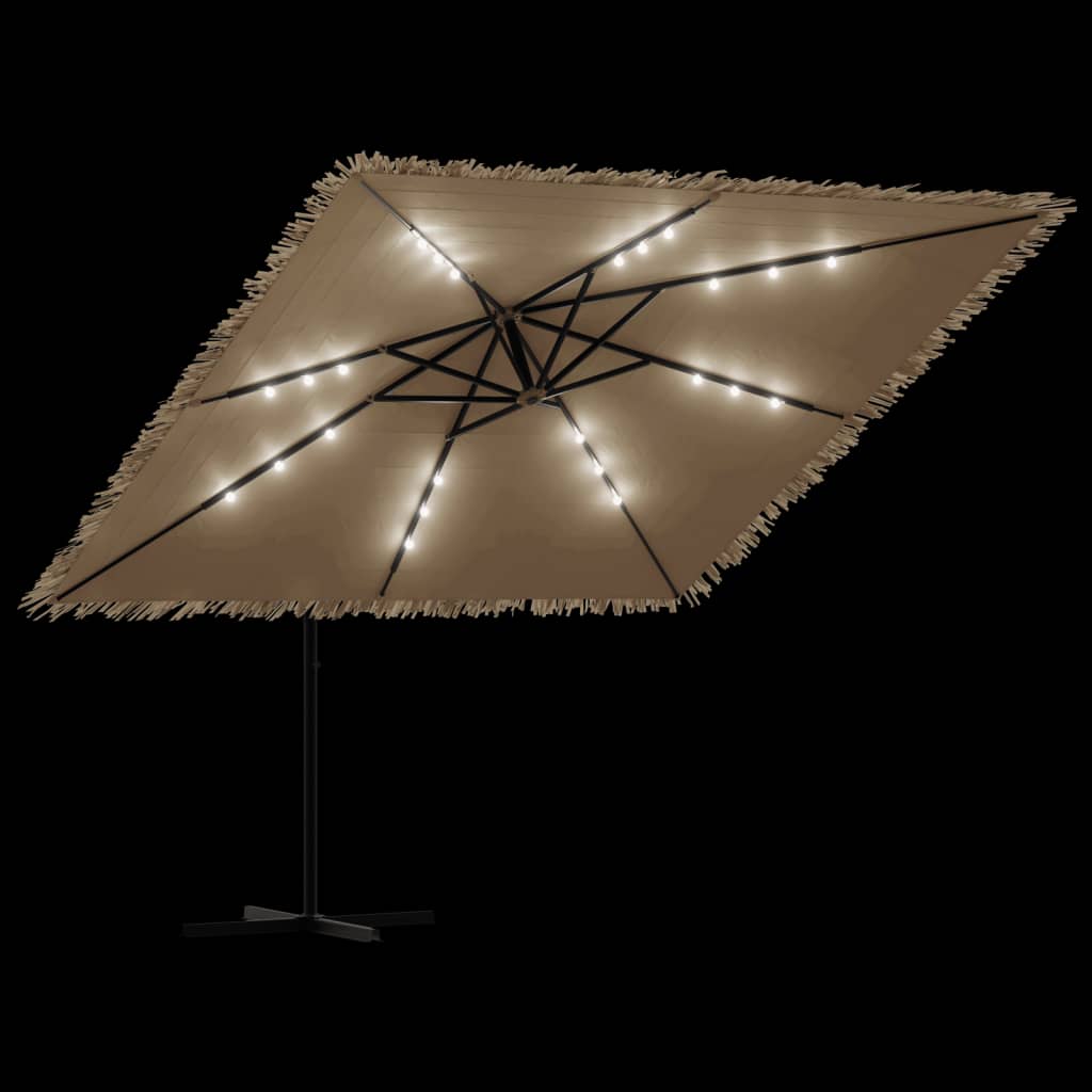 Parasol de jardin avec LED et mât en acier marron 290x290x238cm