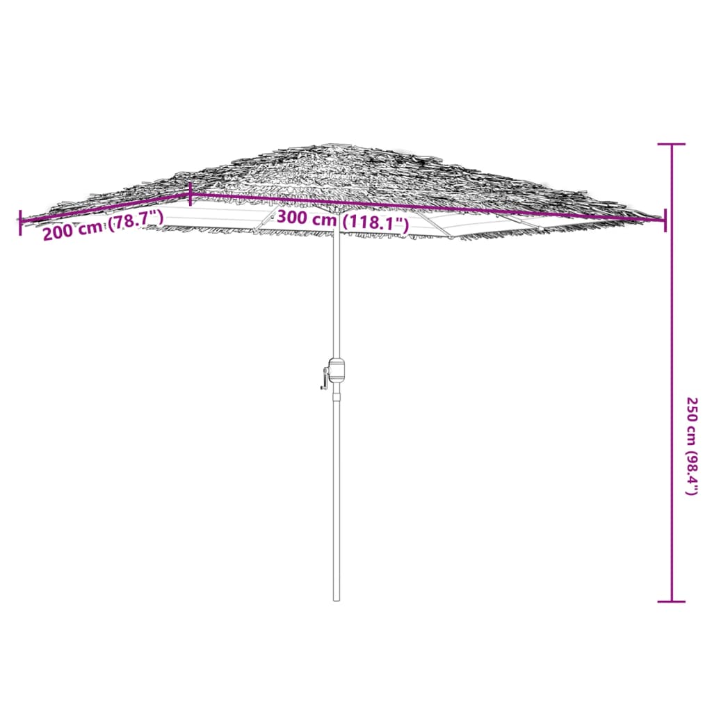 Parasol de jardin avec mât en acier marron 300x200x250 cm