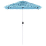 Parasol de jardin avec mât en acier bleu 300x200x250 cm