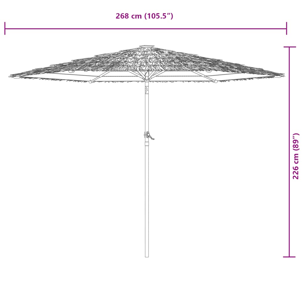 Parasol de jardin avec mât en acier bleu 268x268x226 cm