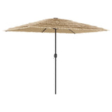 Parasol de jardin avec LED et mât en acier marron 300x200x250cm