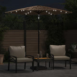 Parasol de jardin avec LED et mât en acier marron 223x223x213cm