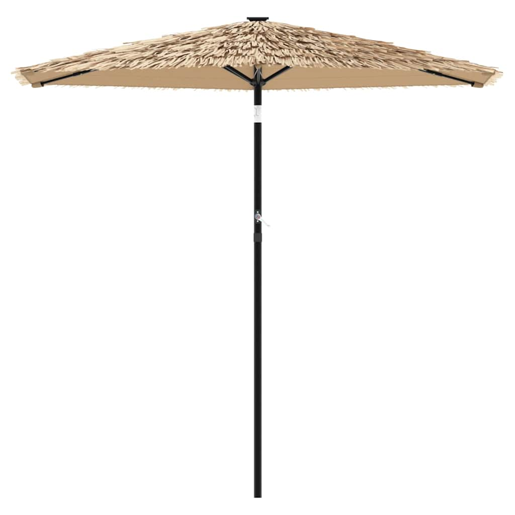 Parasol de jardin avec LED et mât en acier marron 223x223x213cm