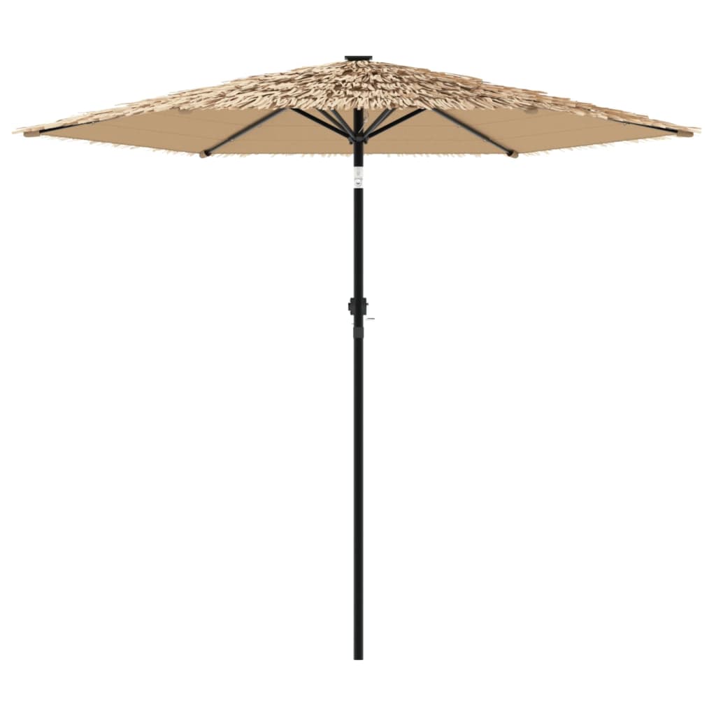 Parasol de jardin avec LED et mât en acier marron 223x223x213cm