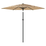 Parasol de jardin avec LED et mât en acier marron 223x223x213cm