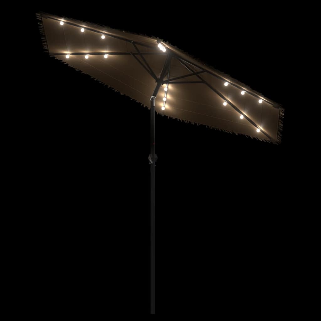 Parasol de jardin avec LED et mât en acier marron 223x223x213cm