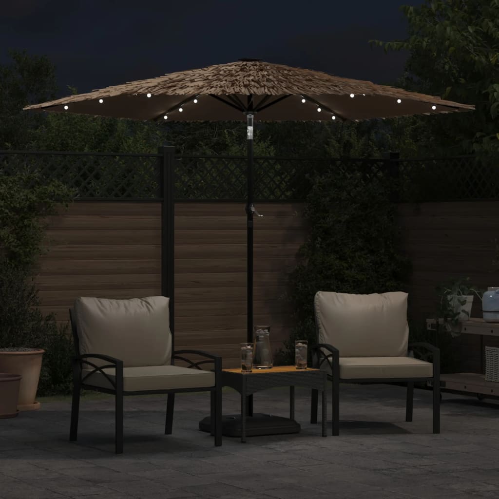 Parasol de jardin avec LED et mât en acier marron 268x268x226cm