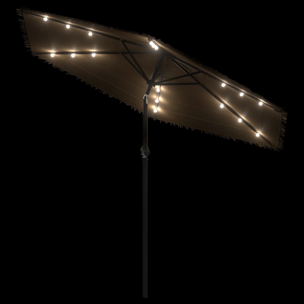 Parasol de jardin avec LED et mât en acier marron 268x268x226cm