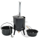 Goulash cannon with chimney and black enamelled steel lid