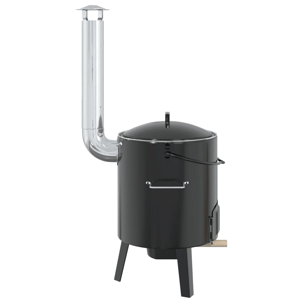 Goulash cannon with chimney and black enamelled steel lid