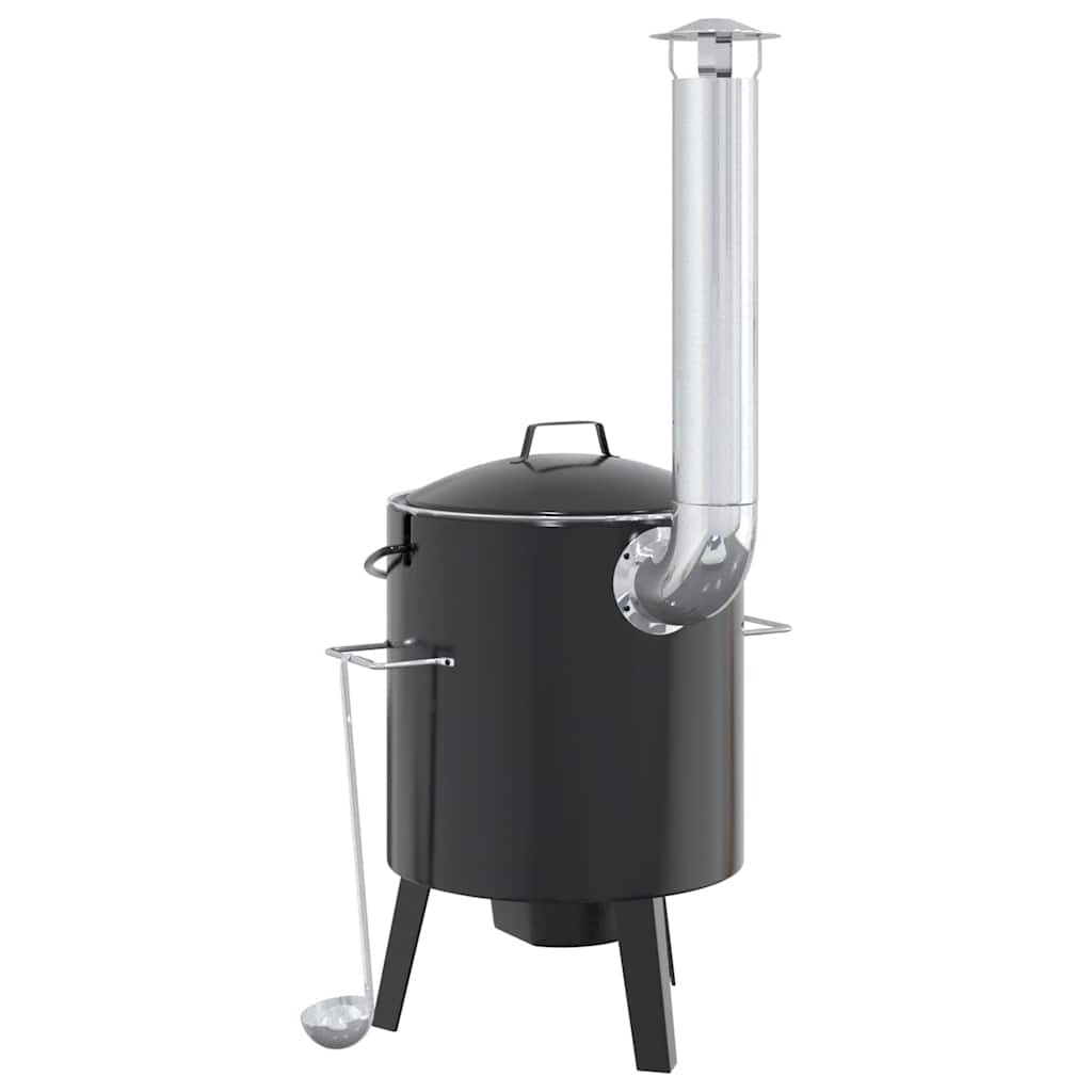 Goulash cannon with chimney and black enamelled steel lid