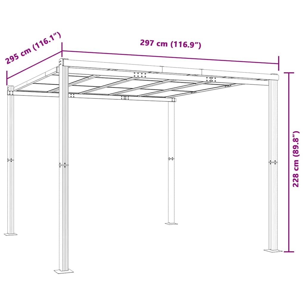 Tonnelle de jardin anthracite 3x3 m aluminium