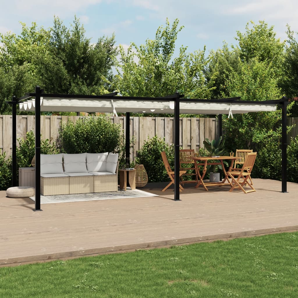 Tonnelle de jardin avec toit rétractable crème 3x6 m aluminium