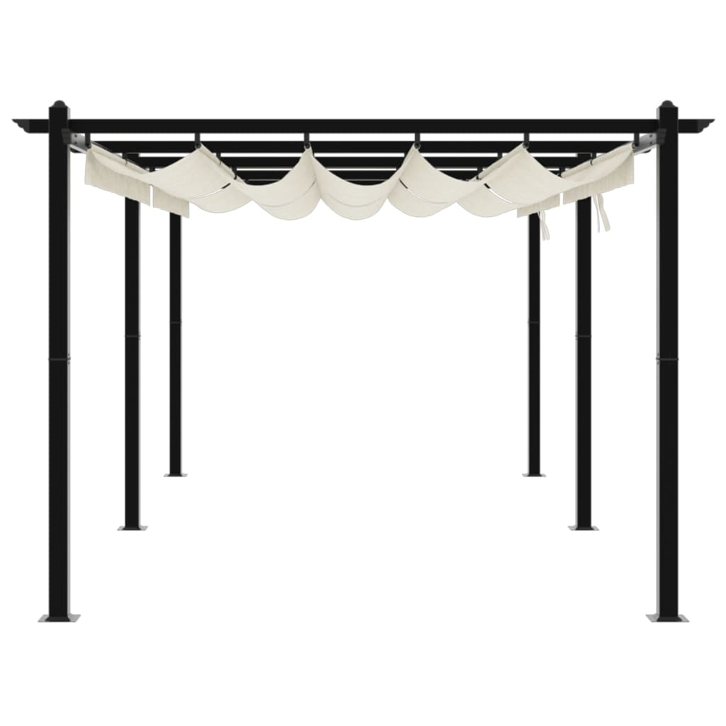 Tonnelle de jardin avec toit rétractable crème 3x6 m aluminium