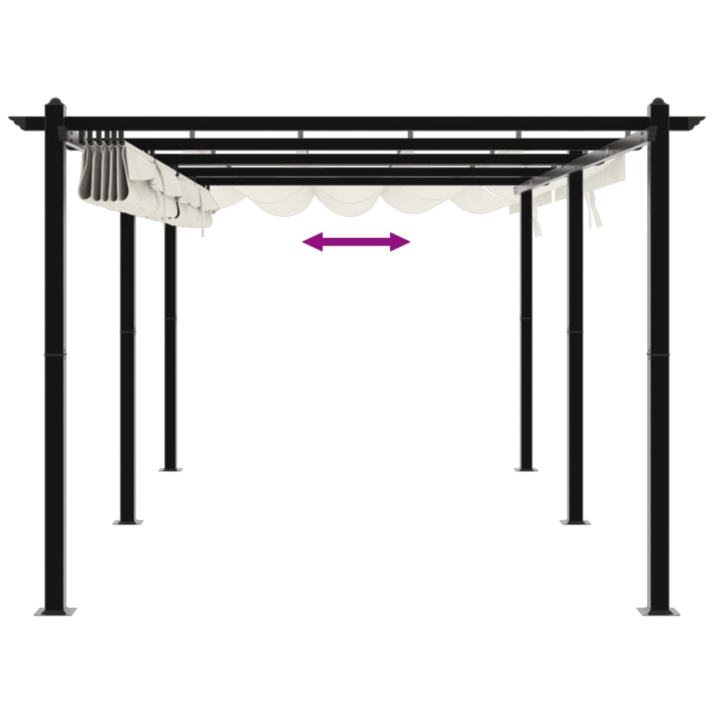 Tonnelle de jardin avec toit rétractable crème 3x6 m aluminium