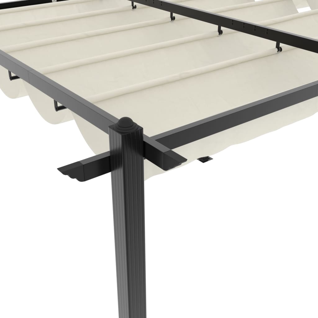 Tonnelle de jardin avec toit rétractable crème 3x6 m aluminium